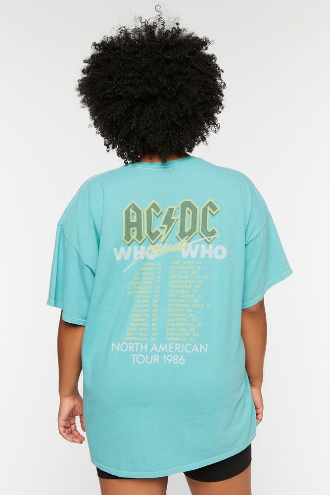 Women's ACDC Who Made Who Graphic T-Shirt in Teal, 0X