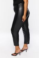 Women's Faux Leather Ankle Pants in Black, 0X