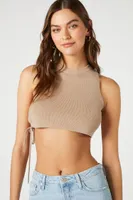 Women's Cutout Sweater-Knit Crop Top in Nude Small