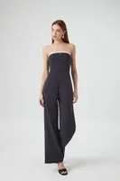 Women's Strapless Wide-Leg Jumpsuit in Charcoal, XS