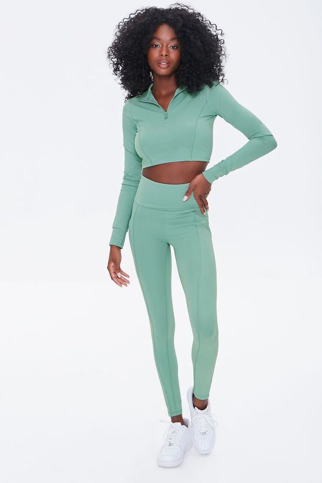 Forever 21 Women's Active High-Rise Leggings in Seafoam Small