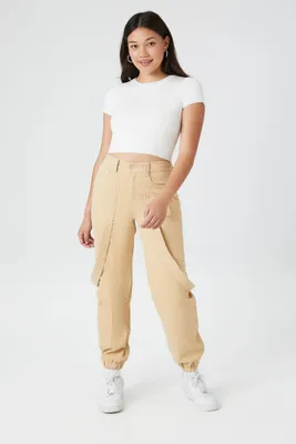 Women's Corduroy Cargo Joggers Khaki