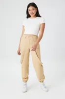 Women's Corduroy Cargo Joggers in Khaki Large