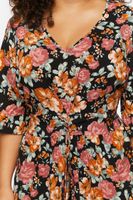 Women's Floral Print Mini Dress in Black, 0X