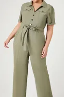 Women's Tie-Front Jumpsuit Olive,