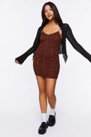 Women's Lace Seamed Mini Dress in Turkish Coffee Medium