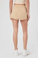 Women's Frayed Drawstring Shorts in Taupe Small