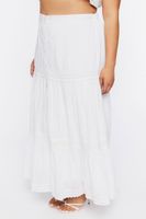 Women's Tiered Maxi Skirt in White, 0X