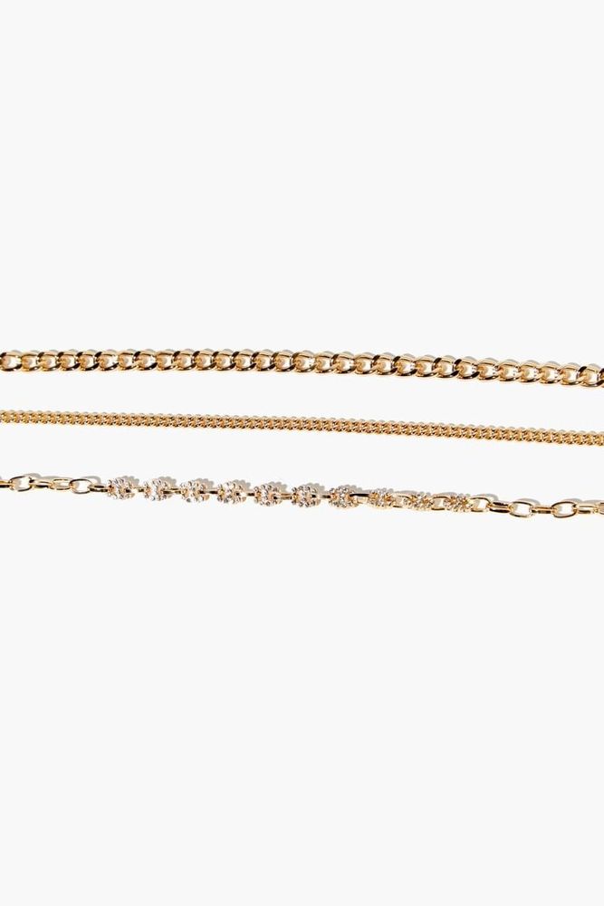 Women's Chain Bracelet Set in Clear/Gold