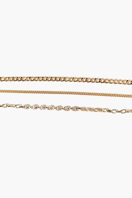 Women's Chain Bracelet Set in Clear/Gold