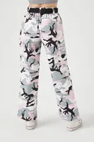 Women's Camo Print Cargo Pants in Pink Medium