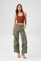 Women's Toggle Drawstring Cropped Tank in Rust Medium