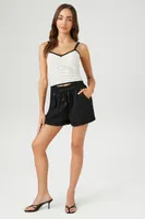 Women's Sweater-Knit Contrast-Trim Cropped Cami