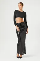 Women's Fitted Metallic Crop Top Medium