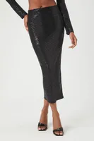 Women's Sequin Crop Top & Maxi Skirt Set Black