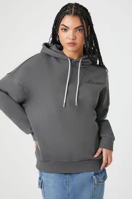 Women's Fleece Rhinestone Scorpio Graphic Hoodie in Dark Grey, XS