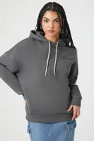 Women's Fleece Rhinestone Scorpio Graphic Hoodie in Dark Grey, XS