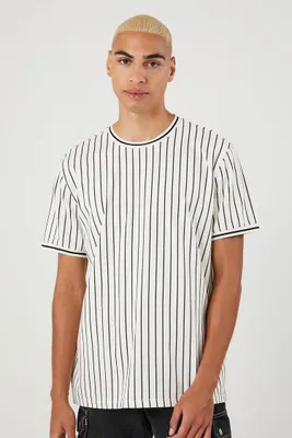 Men Striped Crew-Neck T-Shirt White/Black