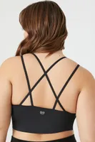 Women's Strappy Longline Sports Bra in Black, 0X