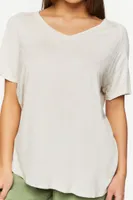 Women's V-Neck Short-Sleeve T-Shirt in Oatmeal Medium