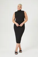 Women's Bodycon Midi Dress Black,