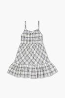 Girls Plaid Cami Dress (Kids) in Cream, 13/14