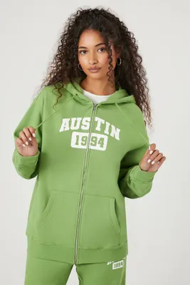 Women's Austin Graphic Fleece Zip-Up Hoodie Pepper Green