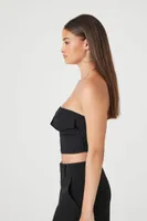 Women's Flap Pocket Zip-Up Tube Top in Black Large