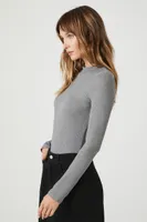 Women's Ribbed Mock Neck Bodysuit in Charcoal Large