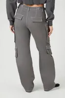 Women's Twill Topstitched Cargo Pants in Grey Small