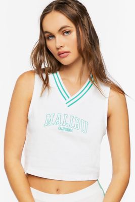 Women's Malibu Graphic Crop Top White