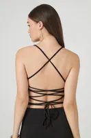 Women's Textured Lace-Back Cropped Cami