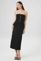 Women's Button-Front Denim Tube Dress in Black Large