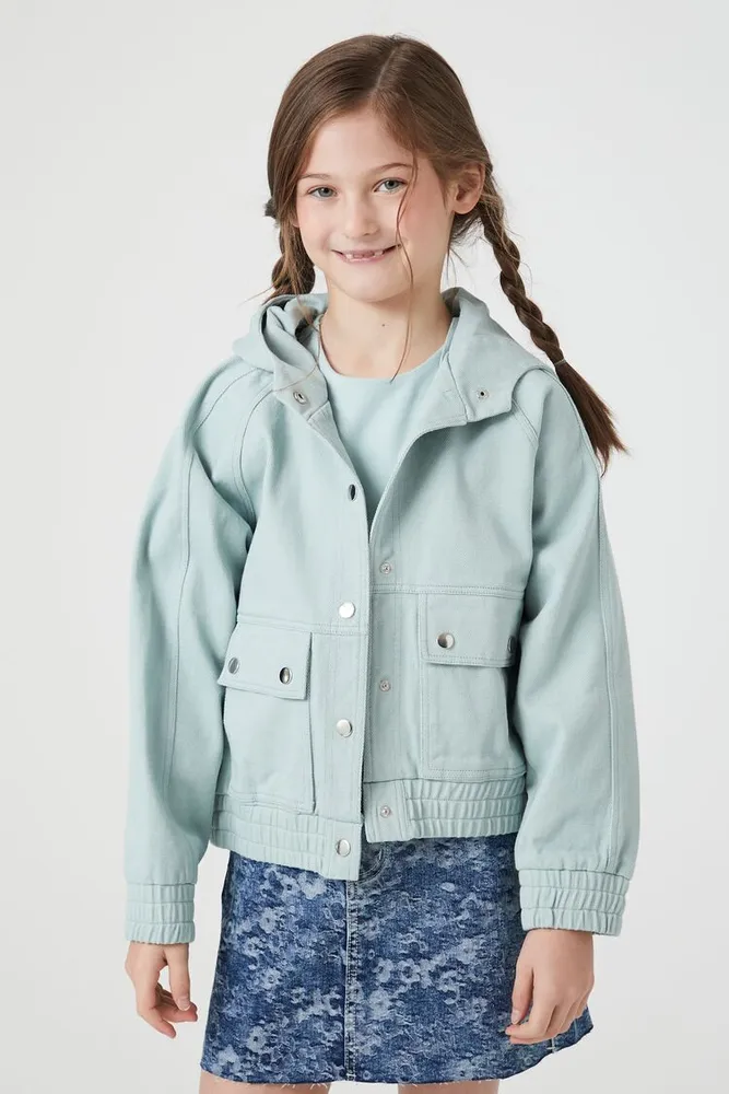 Girls Hooded Denim Trucker Jacket (Kids)