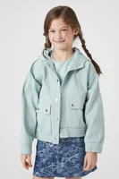 Girls Hooded Denim Trucker Jacket (Kids)