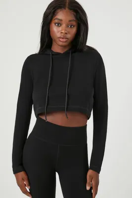 Women's Active Seamless Cropped Hoodie in Black Small