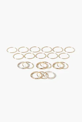 Women's Thin Smooth Ring Set in Gold/Rose Gold, 7