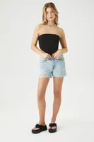 Women's Handkerchief Cropped Tube Top in Black Large