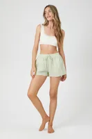 Women's Striped Pajama Shorts in Pistachio Medium