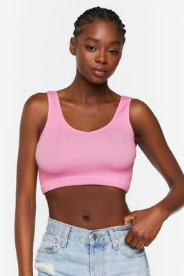 Women's Seamless Ribbed Bralette in Pink Icing Small