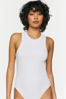 Women's Heathered Sleeveless Bodysuit in White, XS