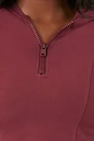 Women's Active Half-Zip Hooded Top in Wine Large