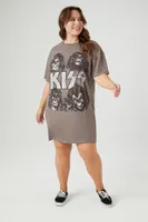 Women's Kiss Graphic T-Shirt Dress in Grey