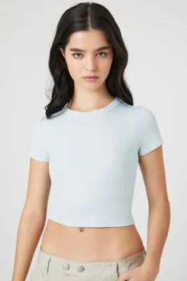 Women's Cropped Baby T-Shirt in Powder Blue, XXL