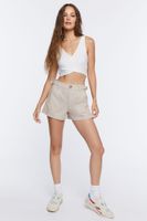 Women's Crossover Crop Top in White Large