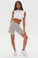 Women's Ribbed High-Rise Biker Shorts in Silver Medium