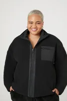 Women's Faux Shearling Jacket in Black, 0X