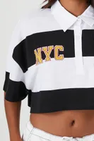 Women's Striped NYC Rugby Shirt Black