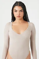 Women's Seamless Surplice Bodysuit in Goat Medium