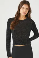 Women's Glitter Knit Cropped Sweater